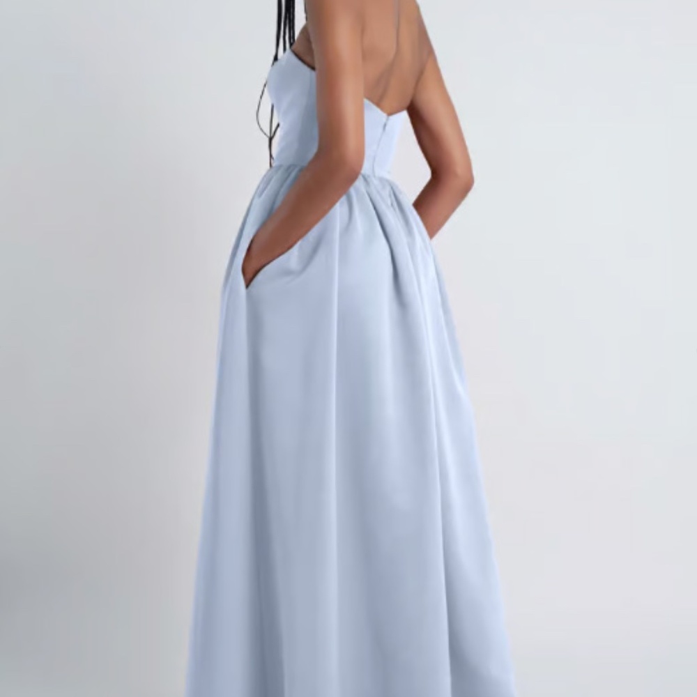 NWT Jenny Yoo Laney 12429 Bridesmaid Prom A-Line Gown Whisper Blue Luxe Faille